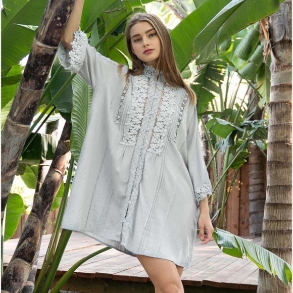 Mystic Grey Embroidered Flower Detail Dress - Picture 2 of 5